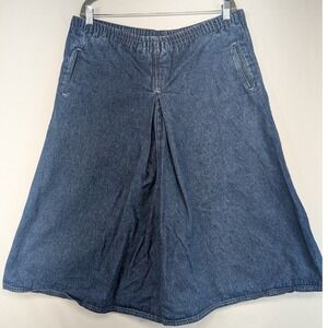 Jantzen Y2K Vintage Denim Baggy Jorts Shorts Elastic Waist Size 16 Made in USA